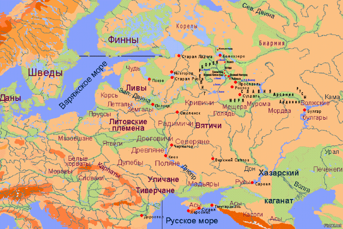 Карта россии в 9 веке