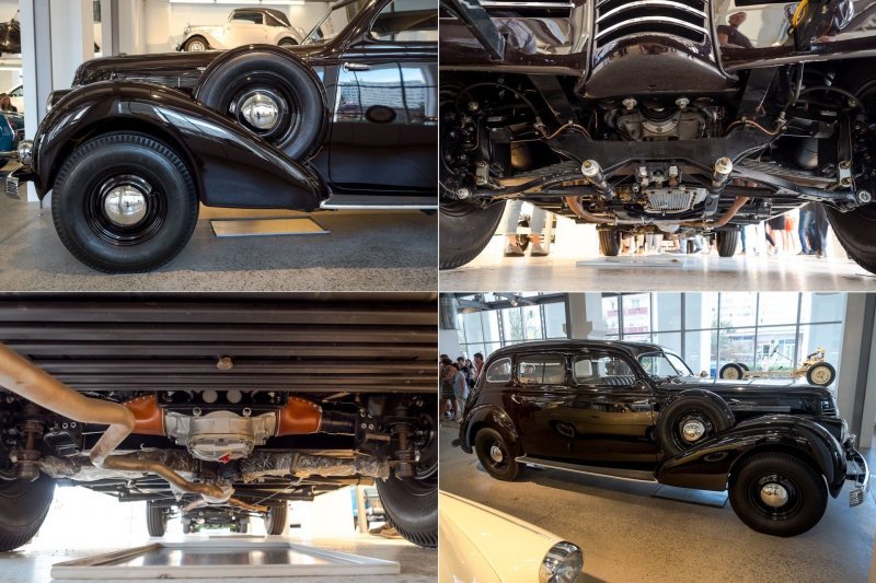 Как и прочие автомобили музея Skoda, Superb 4000 пребывает в состоянии нового автомобиля, в чем нетрудно убедиться, заглянув под днище. Кожаные пыльники полуосей доставляют эстетическое удовольствие.
