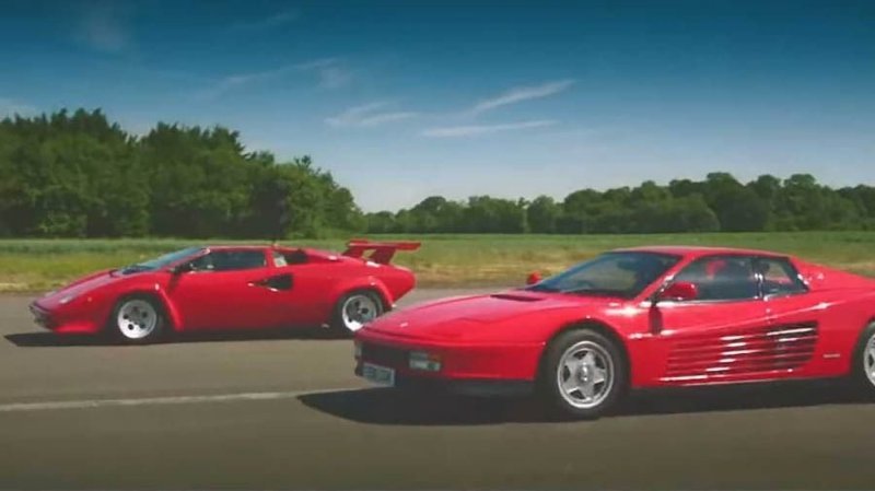 Дрэг-рейсинг суперкаров 80-х: Lamborghini Countach против Ferrari Testarossa