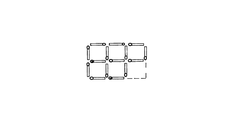 Переложите две спички так, чтобы получилось 5 равных квадратов