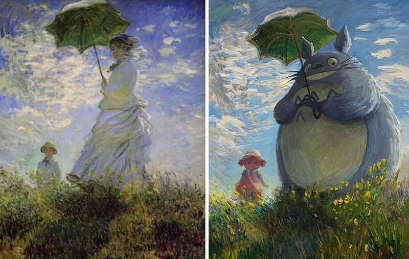 2. Картина «Прогулка. Дама с зонтиком» (Клод Моне) и мультсериал «Мой сосед Тоторо»