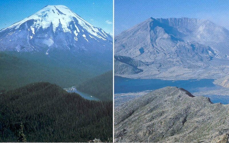 7. «Гора Сент-Хеленс до и после извержения в 1980-м году»