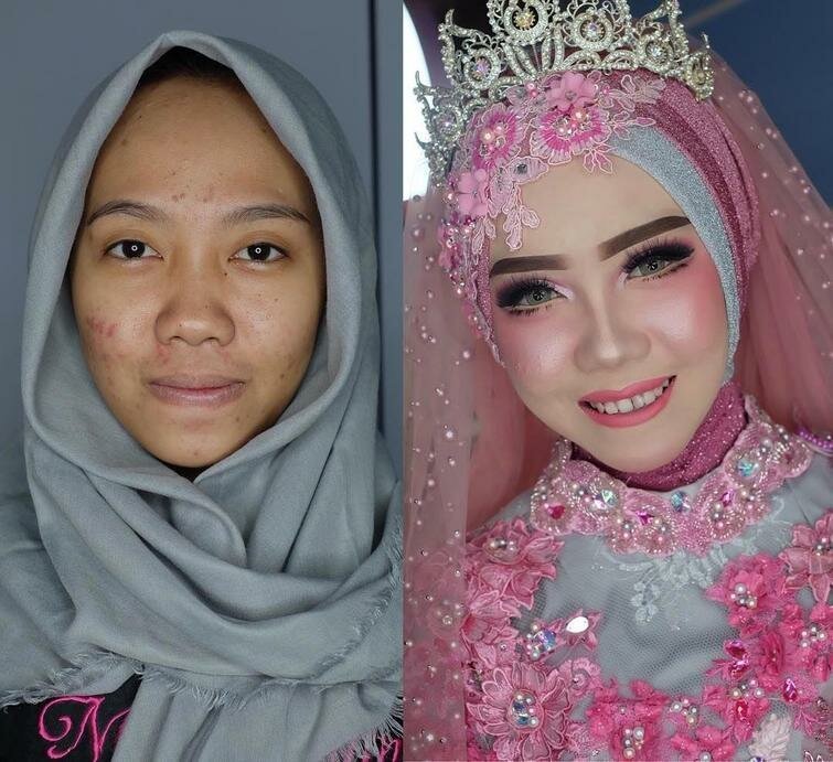 Азиатские невесты до и после агрессивного свадебного макияжа, и это как будто разные люди