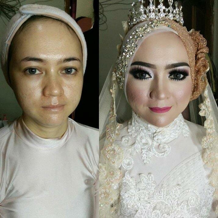 Азиатские невесты до и после агрессивного свадебного макияжа, и это как будто разные люди