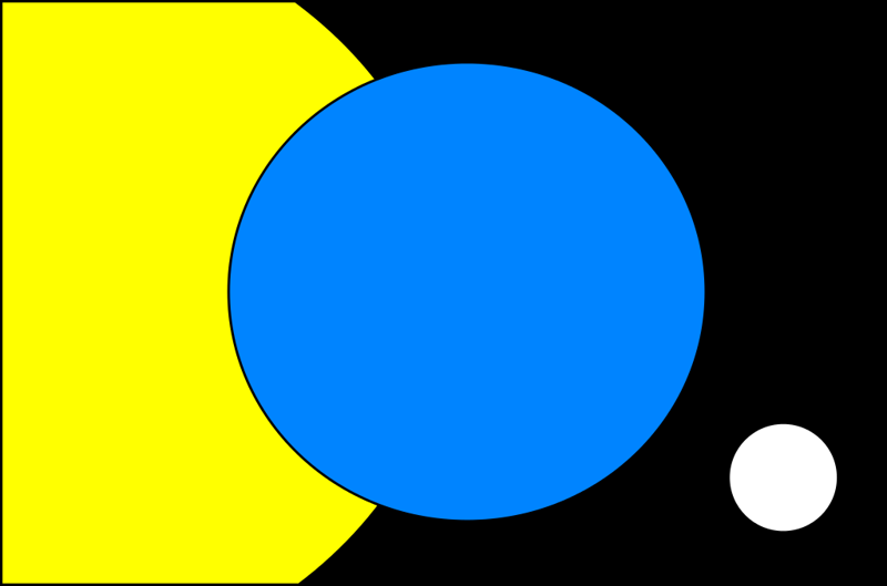 А это флаг Земли, который прилагали к многим посланиям, отправленным в Космос, он символизирует  голубую планету Земля, желтое Солнце и белую Луну
