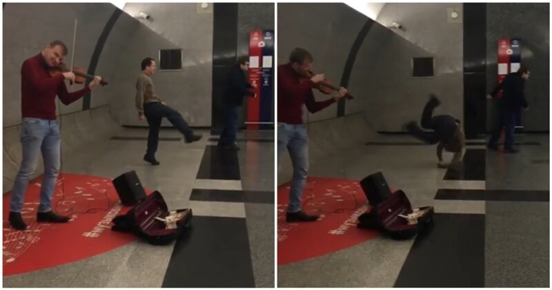 В метро прохожие пустились в пляс под трек группы Modern Talking в исполнении скрипача