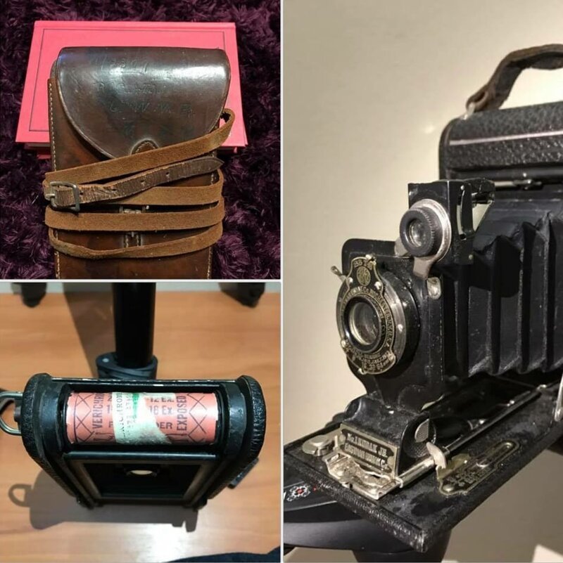 Фотоаппарат времён Первой мировой с непроявленной плёнкой
