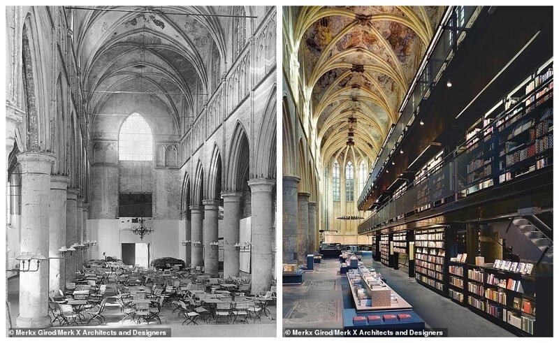 Древняя церковь, которая превратилась в книжный магазин