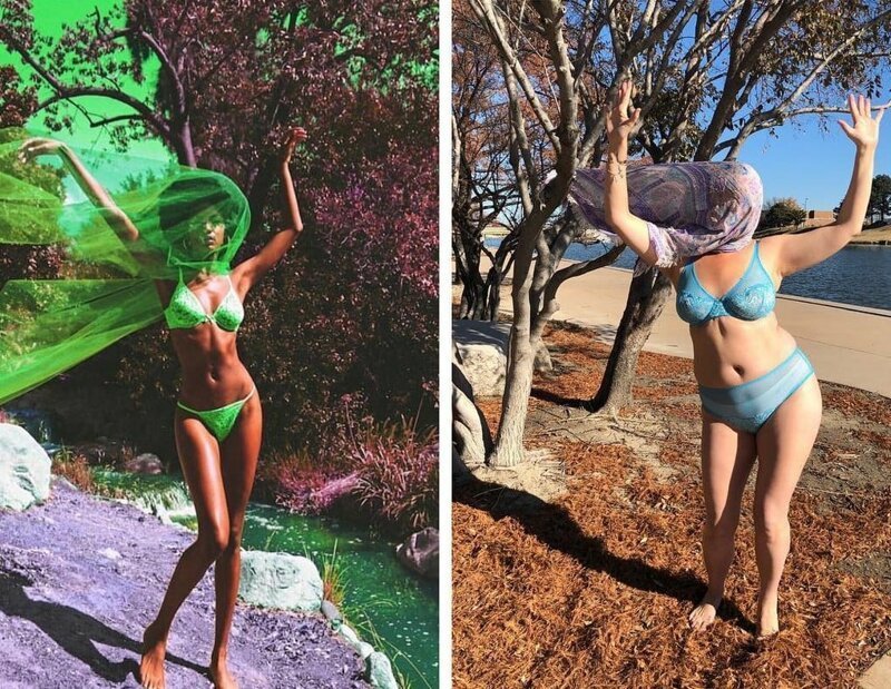 Австралийка пародирует гламурные фото, показывая, как нелепо на них бы смотрелись обычные люди