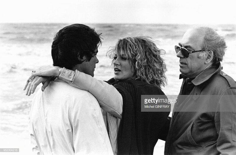 Ален Делон, Далила Ди Лаззаро и Жак Дере на съемочной площадке фильма "Троих надо убрать", 1980 год