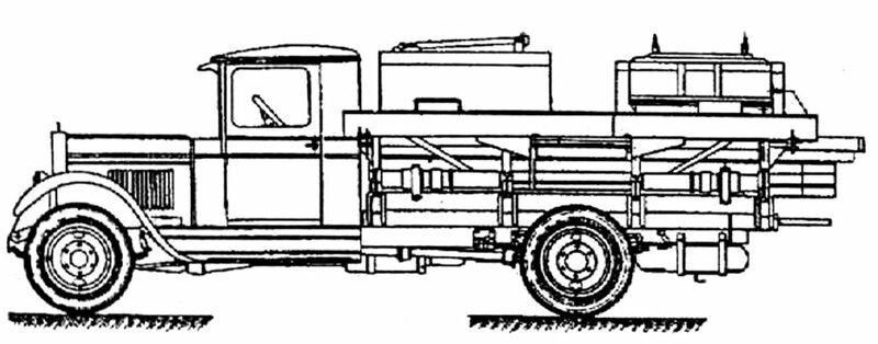Схема машины «литер Д» с ёмкостями для перевозки моторных гребных винтов