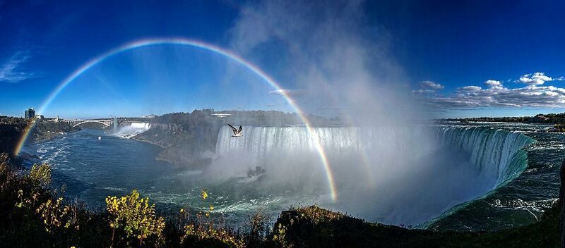Ниагарский водопад (Канада, США) лучше наблюдать с канадской стороны.