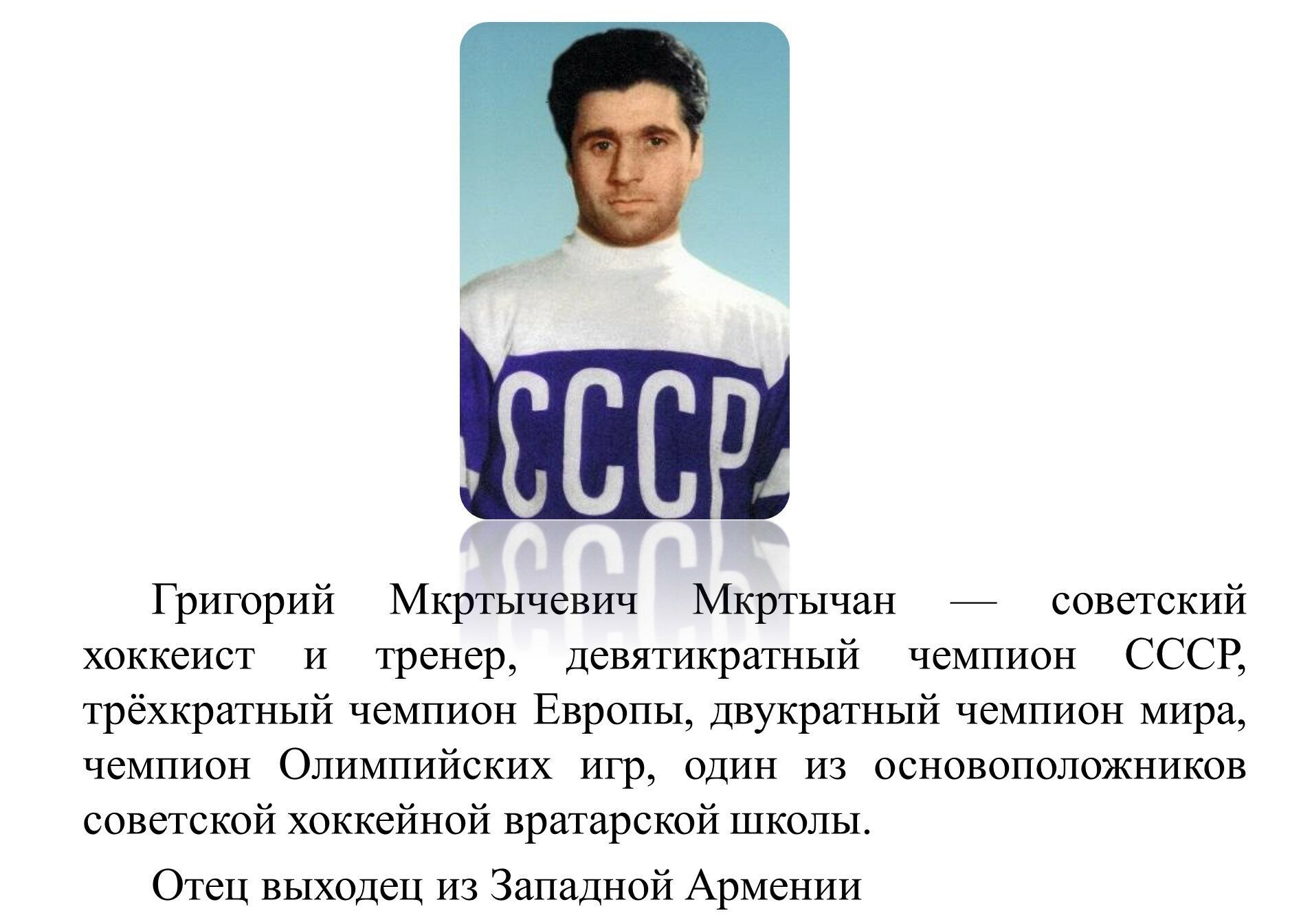 Григорий Мкртычан вратарь хоккей