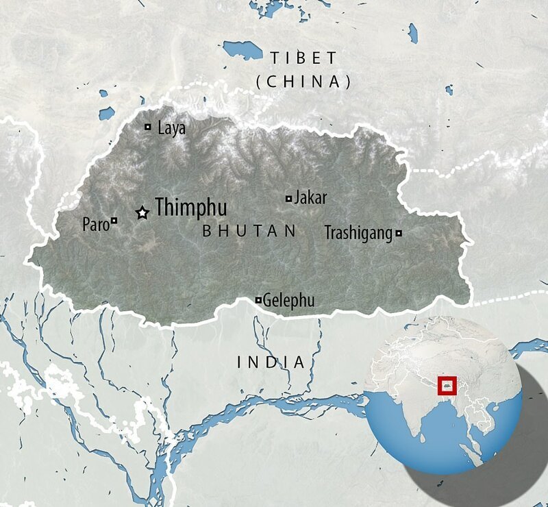 Маленькое королевство Бутан расположено между Индией и Китаем, на южной границе восточных Гималаев. Население королевства - всего 716 тысяч человек