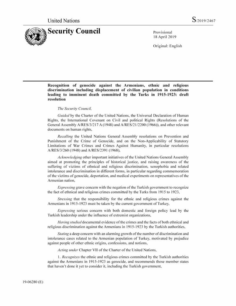 Пора поставить знак равенства между Геноцидом армян и Холокостом