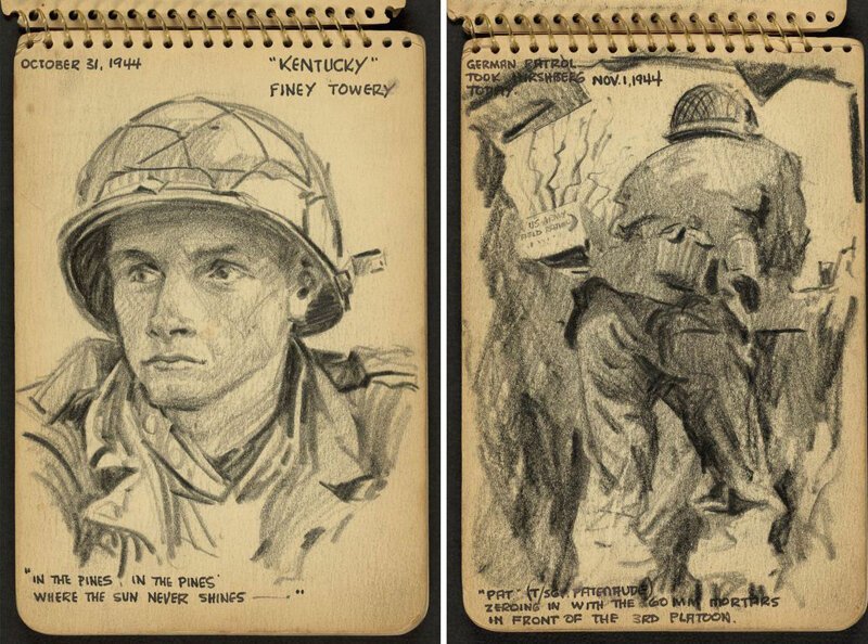 Вторая мировая война в рисунках 21-летнего солдата, сделанных в 1944 году