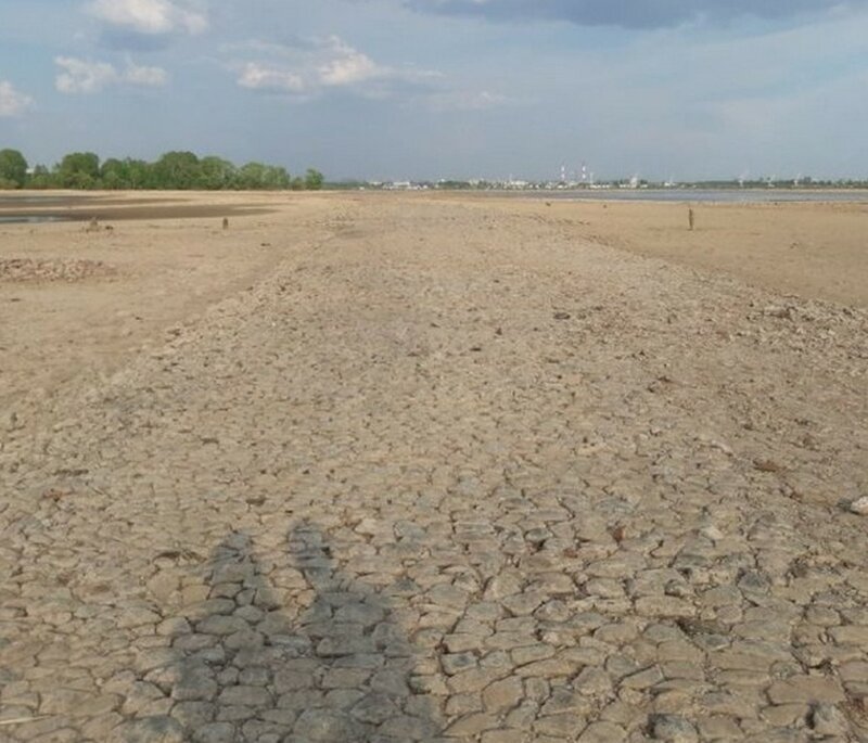Казань: река Волга сильно обмелела, обнажив древнюю мостовую
