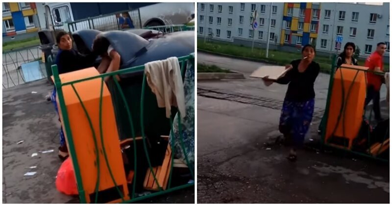 Цыганка засунула ребенка в мусорный бак, чтобы он искал просрочку