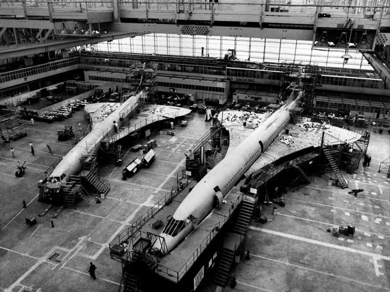 Производство Concorde на заводах BAC в Филтоне, Бристоль, 1967. 