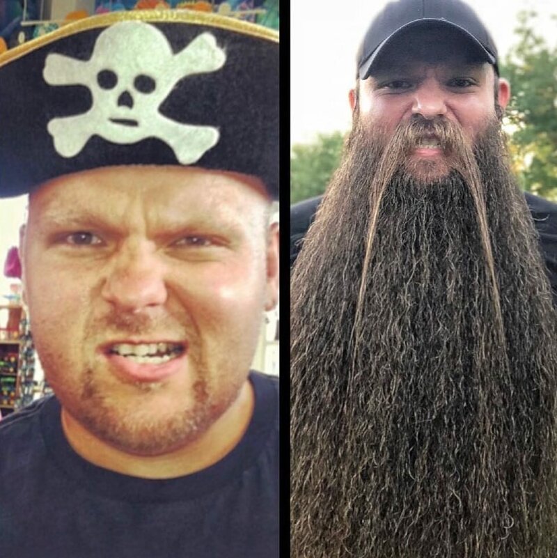 На Хеллоуин Лэнс хотел быть пиратом, поэтому решил отрастить себе бороду — что он и сделал