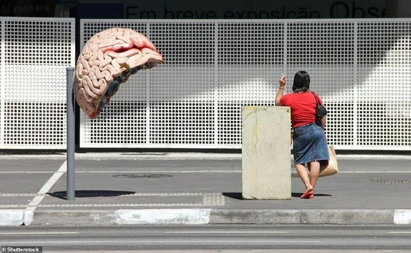 Телефонная будка в виде мозга - детище бразильского художницы Карлы Пирес де Карвалью Фернандес