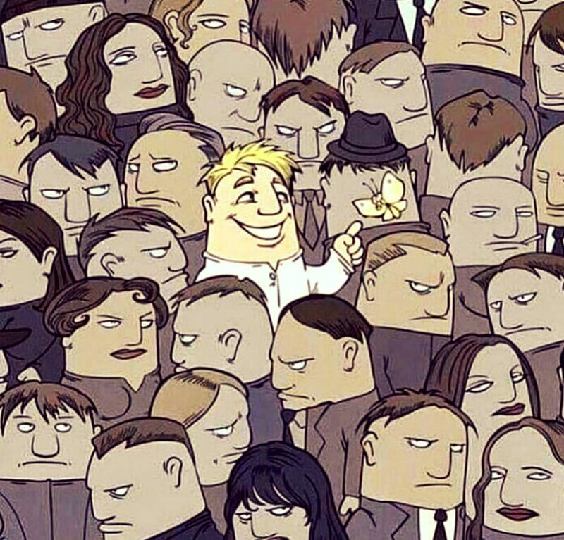 Человек среди людей рисунок