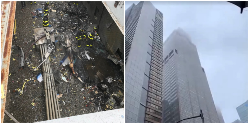 В Нью-Йорке вертолет врезался в небоскрёб рядом с Таймс-сквер