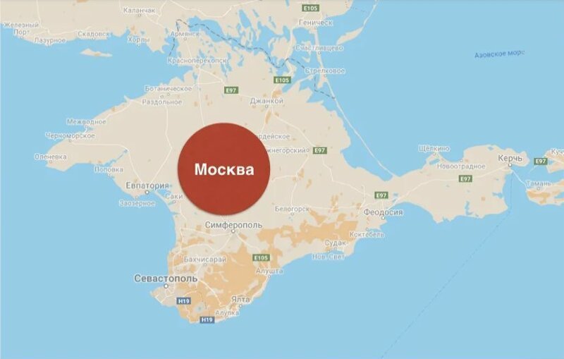 Если бы Москва каким-то волшебным образом вдруг оказалась в Крыму, то на его территории она бы занимала вот столько места: