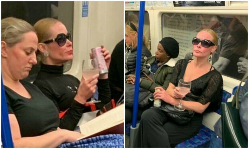 В метро Лондона заметили элегантную даму с бокалом