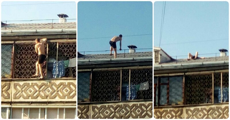 8. В Приангарье мужчина полез на крышу через балкон - и все ради солнышка!