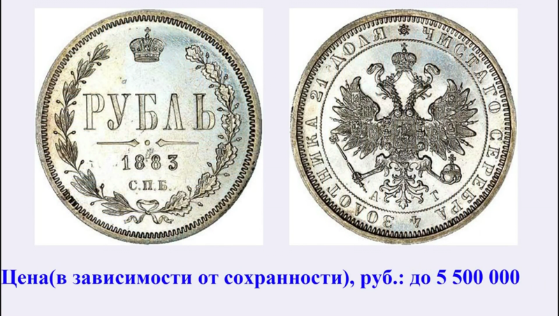 1 рубль 1883 года СПБ-АГ