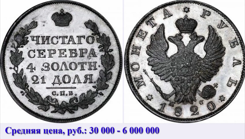 1 рубль 1820 года СПБ-ПС