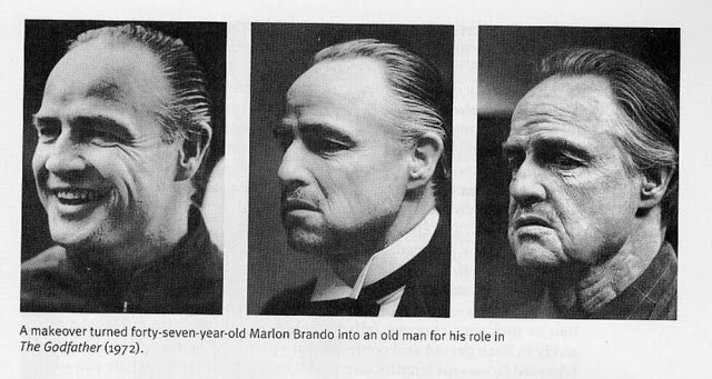 Превращение: Марлон Брандо до и после грима на съемках "Крестного отца"