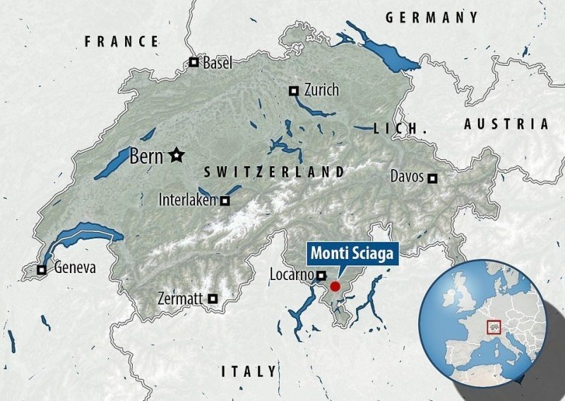 Склон горы находится всего в нескольких метрах от итальянской границы и местным жителям требуется довольно мало времени, чтобы добраться до элитного озера Комо и шикарного Милана.
