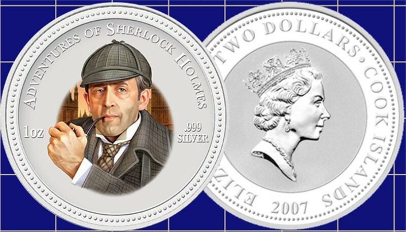 И также два Холмса на монетах Новозеландского монетного двора (с разницей в 9 лет)