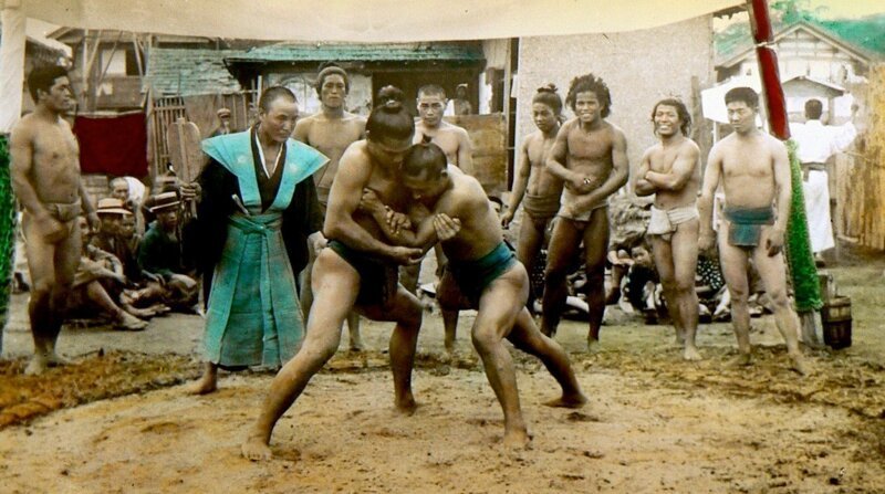 Борцы сумо, Япония, 1898 год. 