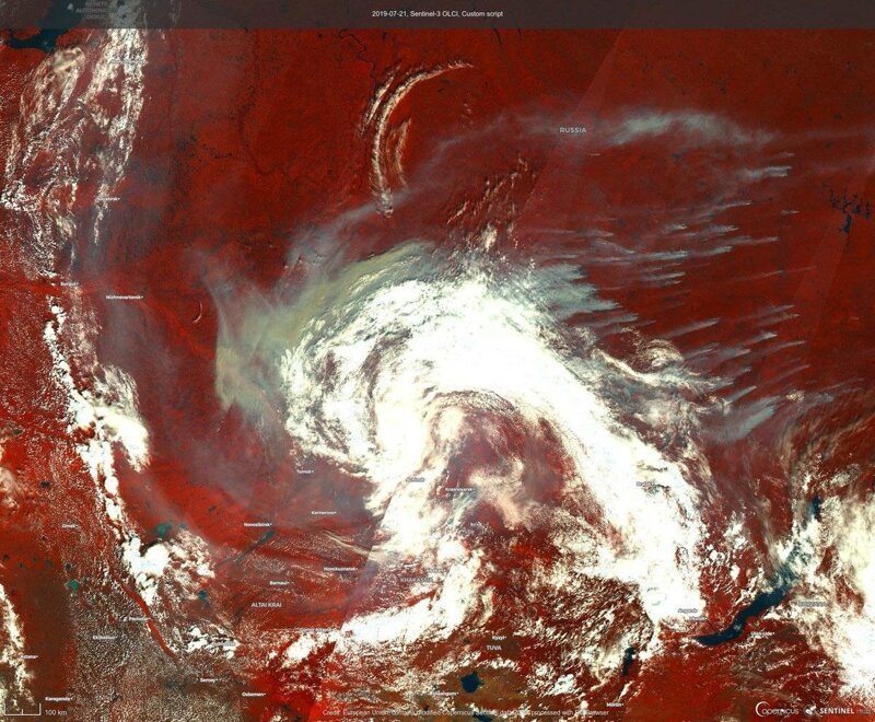 Спутниковые снимки сибирской тайги. Экологическое бедствие запечатлели спутники Aqua, Терра и Sentinel-3