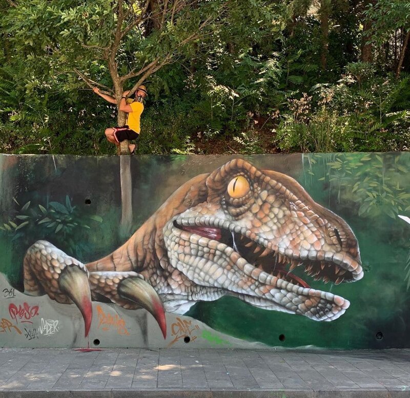 20 граффити от французского мастера, чьи змеи, скорпионы и динозавры выглядят живее всех живых