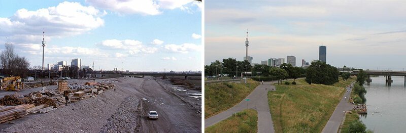 10. Берег Дуная, 1980 г. и 2019 г. 
