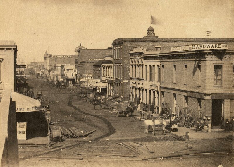 38. Вид на Баттери-стрит в Сан-Франциско, США, 1856