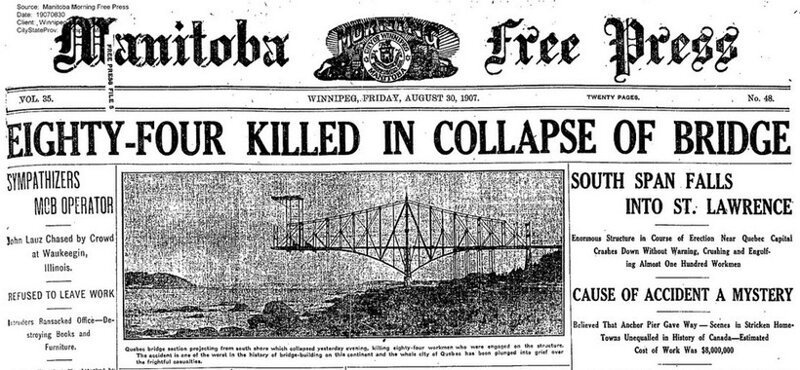 Мост в Квебеке, Канада, 29 августа 1907 года и 11 сентября 1916 года