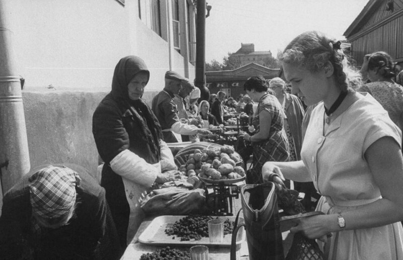 Женщины покупают овощи на рынке