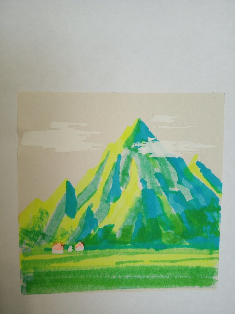 Рисование фломастерами горы