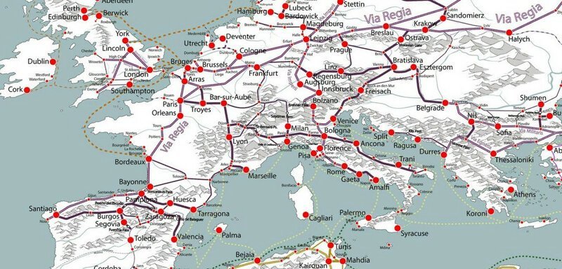 Невероятно подробная карта торговых путей времён Высокого Средневековья