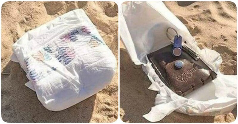 12. Способ хранить вещи на пляже, чтобы никто не позарился, главное, чтобы не выбросили