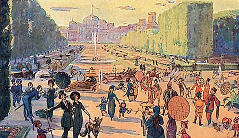 Москва в 23-м веке, какой её представляли художники в 1914 году