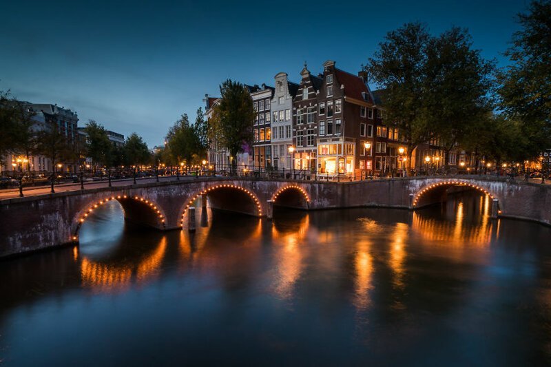 Октябрь 2018. Амстердамские каналы прекрасны в ночное время
