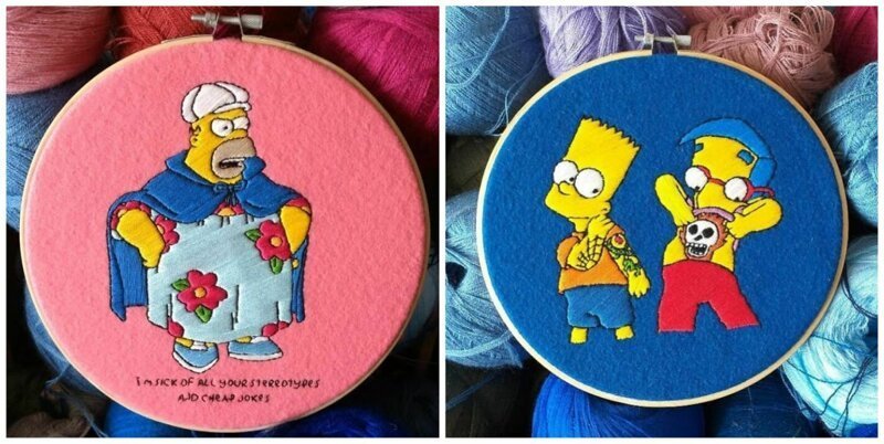 Поклонница "Симпсонов" создает яркие вышивки со сценами из мультсериала