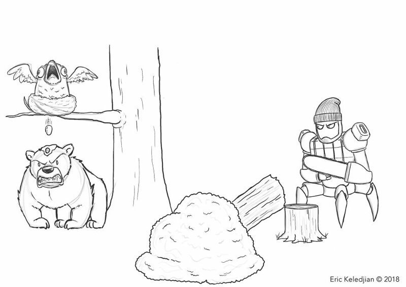 Все начинается с медведя: художник дорисовывал каждый день по одному персонажу, и вот что получилось