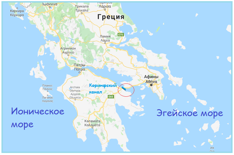 На карте Греции